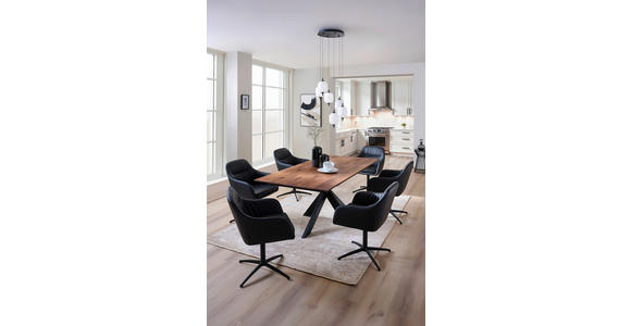 ESSTISCH in Holz, Metall 200-285/100/75 cm  - Nussbaumfarben/Schwarz, Natur, Holz/Metall (200-285/100/75cm) - Linea Natura