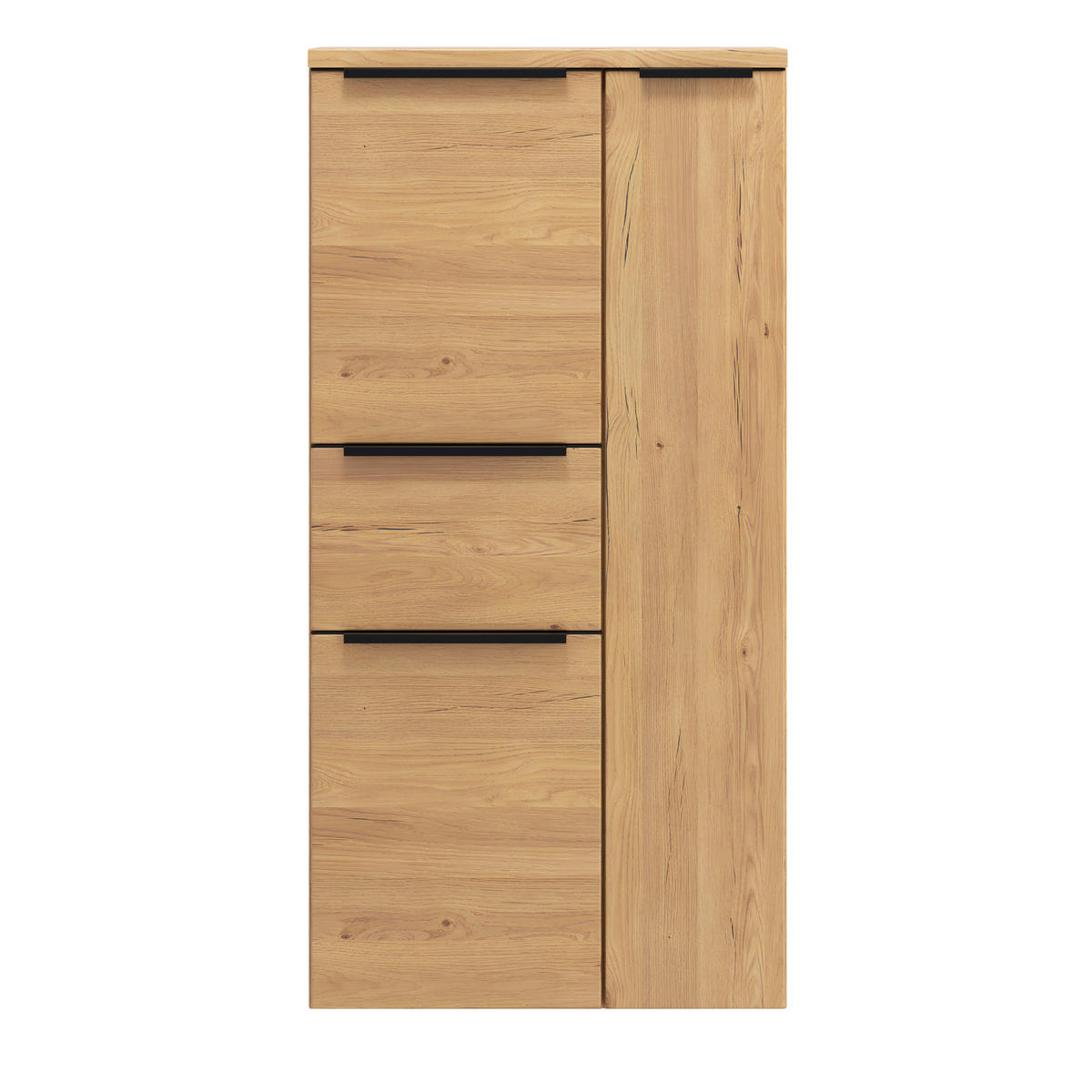 MIDISCHRANK 65/130/35 cm  - Wildeiche/Schwarz, KONVENTIONELL, Holzwerkstoff/Metall (65/130/35cm) - Xora