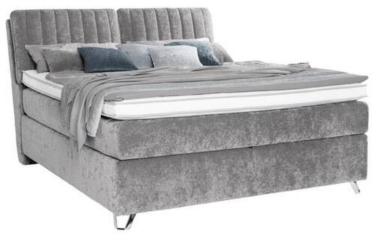 BOXSPRINGBETT 180/200 cm  in Grau  - Silberfarben/Grau, Konventionell, Textil (180/200cm) - Ambiente