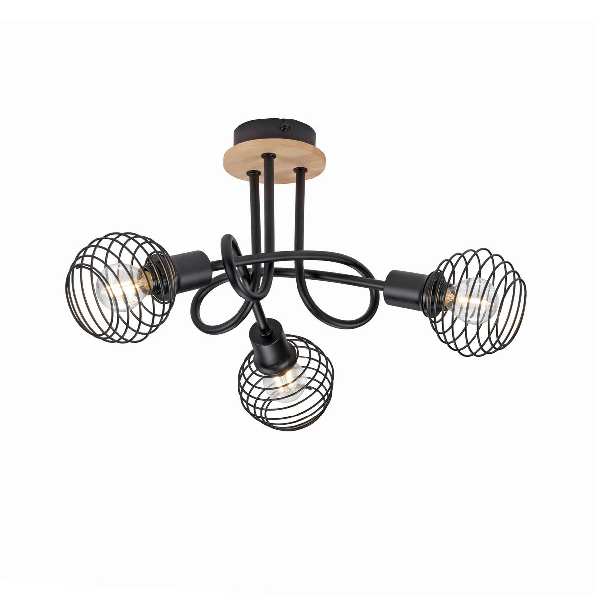 PLAFONIERĂ CU SPOT PROIECTOR - Natur, plastic/lemn (44,5/44,5/23cm)