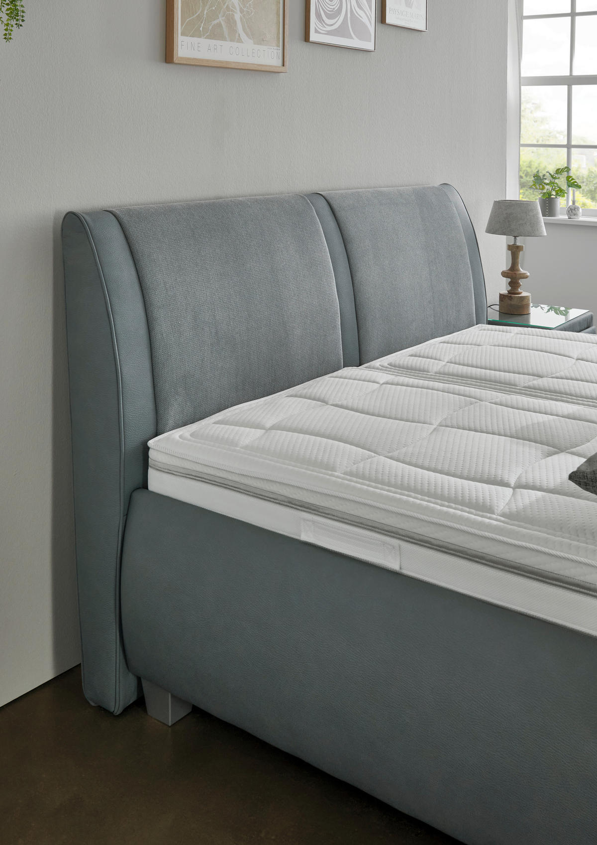 POLSTERBETT 180/200 cm,  in Blaugrau, Matratze, Lattenrost, Bettkasten, unterschiedliche Matratzenhärtegrade je Bettseite, H2 + H2 = mittel  - Silberfarben/Blaugrau, Design, Holzwerkstoff/Kunststoff (180/200cm) - Beldomo - Sleep