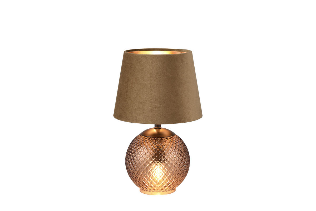 TISCHLEUCHTE - Sandfarben/Goldfarben, Modern, Glas/Textil (18/29cm)