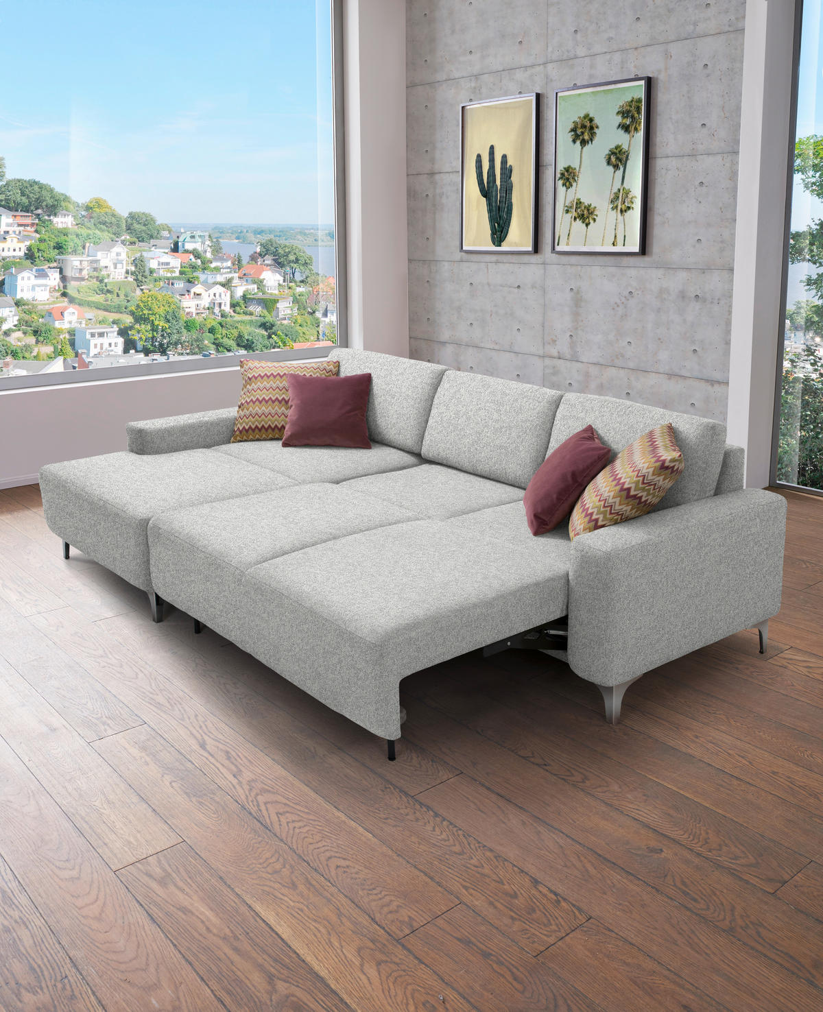 ECKSOFA  in Mikrovelours Naturfarben  160/248 cm  - Alufarben/Naturfarben, Design, Textil/Metall (160/248cm) - Sedda