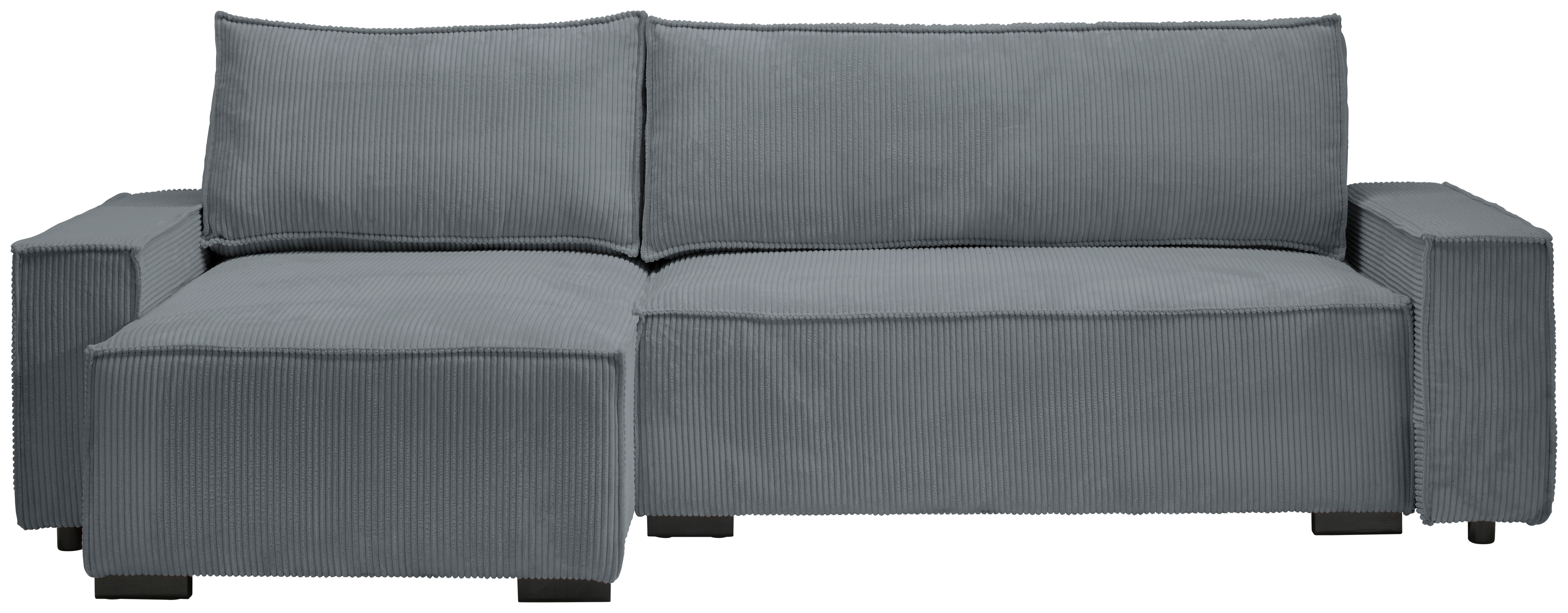 ECKSOFA in Cord, Webstoff Dunkelgrau  - Dunkelgrau/Schwarz, Modern, Holz/Textil (157/265cm) - Carryhome