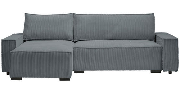 ECKSOFA in Cord, Webstoff Dunkelgrau  - Dunkelgrau/Schwarz, MODERN, Holz/Textil (157/265cm) - Carryhome