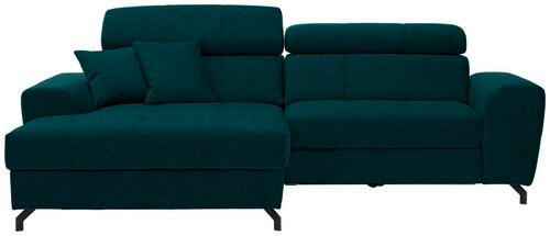 ECKSOFA Petrol Velours  - Petrol/Schwarz, Design, Textil/Metall (181/267cm) - Carryhome