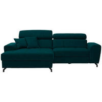 ECKSOFA Petrol Velours  - Petrol/Schwarz, Design, Textil/Metall (181/267cm) - Carryhome