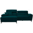 ECKSOFA in Velours Petrol  - Petrol/Schwarz, Design, Textil/Metall (181/267cm) - Carryhome