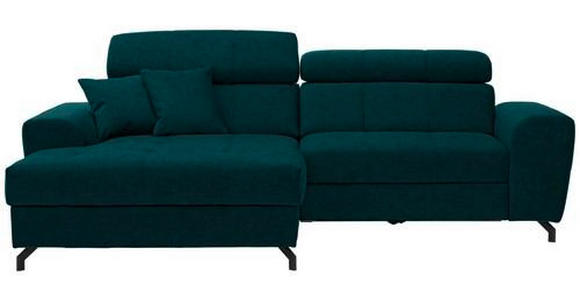 ECKSOFA Petrol Velours - Petrol/Schwarz, Design, Textil/Metall (181/267cm) - Carryhome