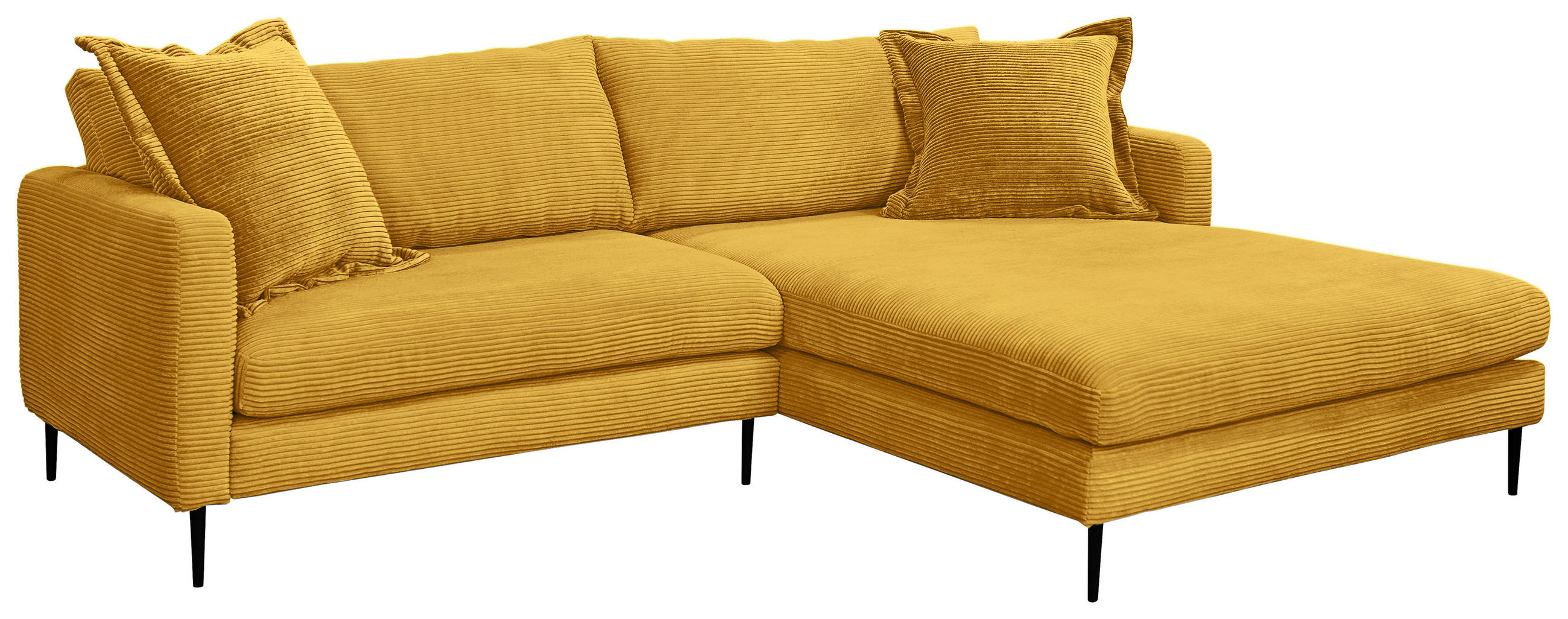 ECKSOFA in Cord Senfgelb  268/193 cm  - Senfgelb/Schwarz, Design, Textil/Metall (268/193cm) - P & B