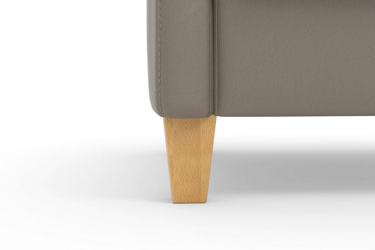 SESSEL in Echtleder Grau  - Eichefarben/Grau, Basics, Leder/Holz (70/93/75cm) - Sit & More