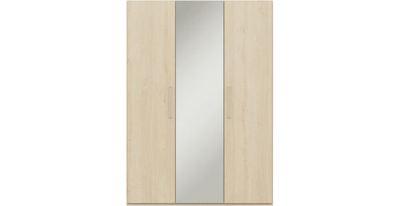 KLEIDERSCHRANK 3-türig Eichefarben  - Edelstahlfarben/Eichefarben, Design, Glas/Holzwerkstoff (151,3/213,6/59,3cm) - Cantus