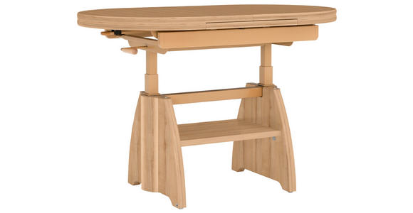 COUCHTISCH Eiche furniert 110-130,5/65/56-75 cm rechteckig Eichefarben  - Eichefarben, KONVENTIONELL, Holzwerkstoff/Metall (110-130,5/65/56-75cm) - Venda