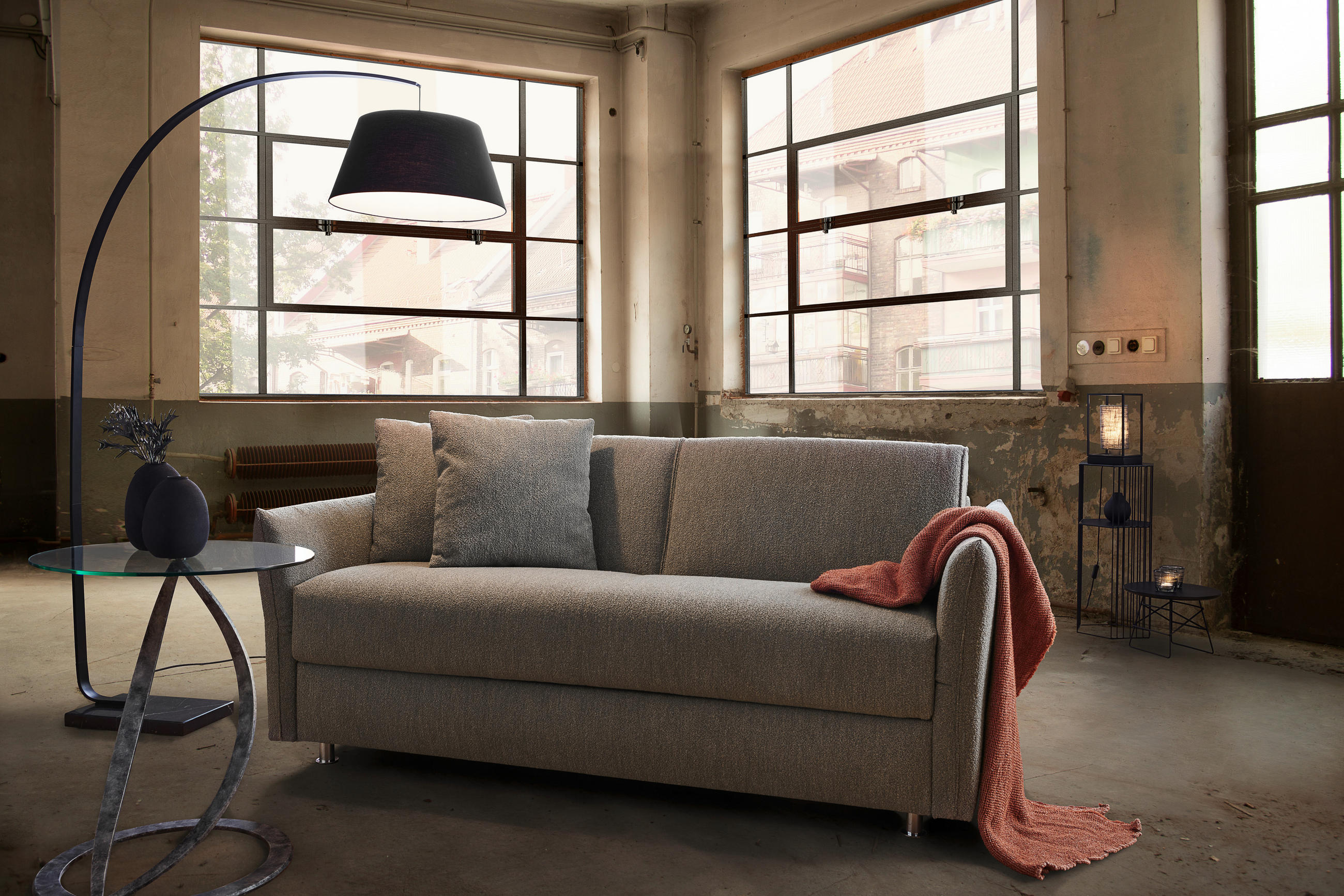 SCHLAFSOFA in Textil Beige  - Chromfarben/Beige, Modern, Textil/Metall (194/85/100cm) - Bali