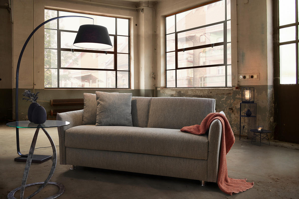 SCHLAFSOFA in Textil Hellgrau  - Chromfarben/Hellgrau, Design, Textil/Metall (194/85/100cm) - Bali