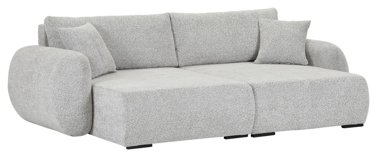 BIGSOFA Flachgewebe Grau  - Schwarz/Grau, KONVENTIONELL, Kunststoff/Textil (250/72/145cm) - Carryhome