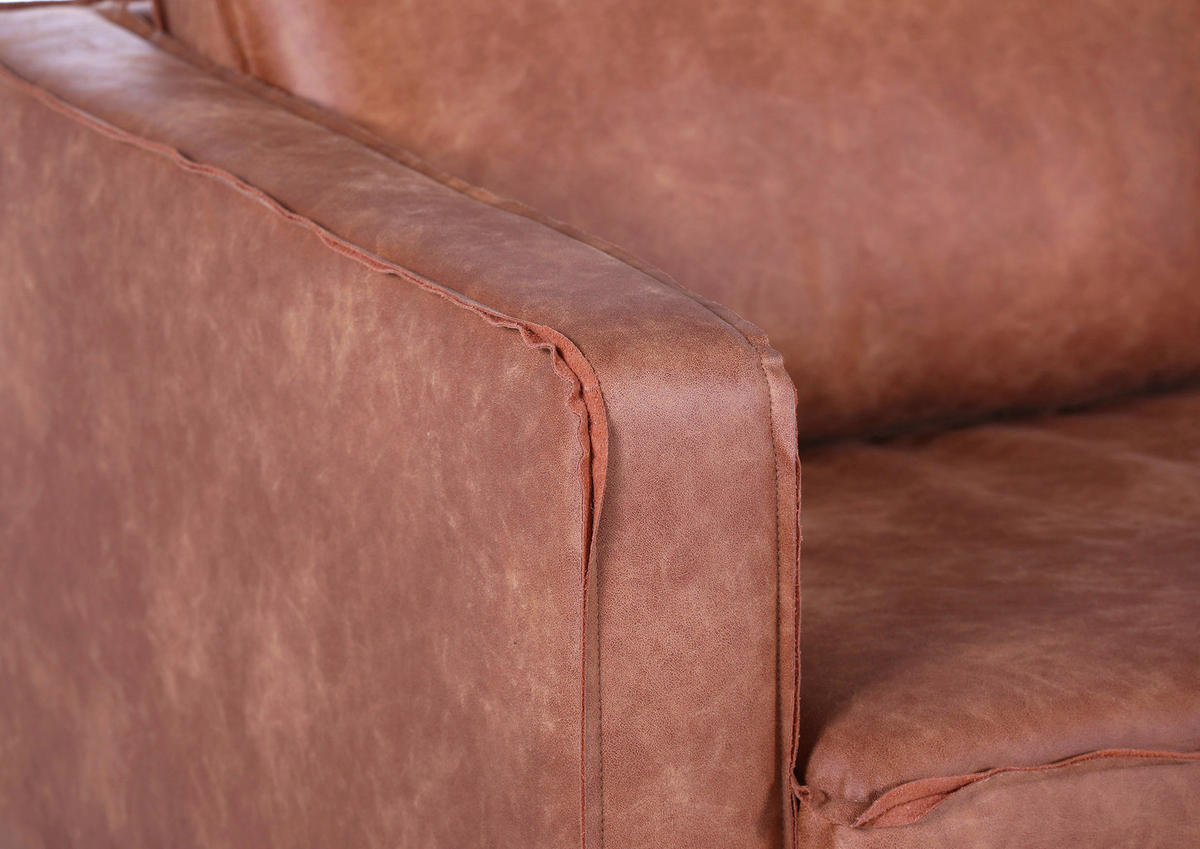 SESSEL in Flachgewebe Cognac  - Cognac/Schwarz, Konventionell, Textil/Metall (90/66/93cm) - Ambia Home