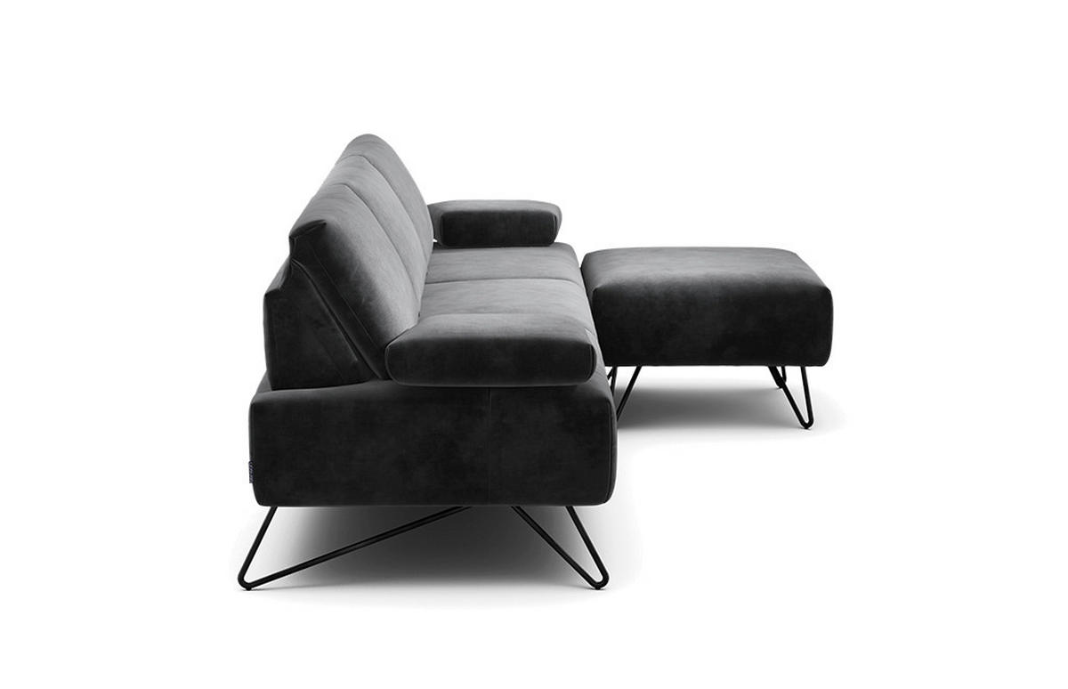 3-SITZER-SOFA Samt Anthrazit  - Anthrazit/Schwarz, Design, Textil/Metall (234-264/85/86-94cm) - SENSOO
