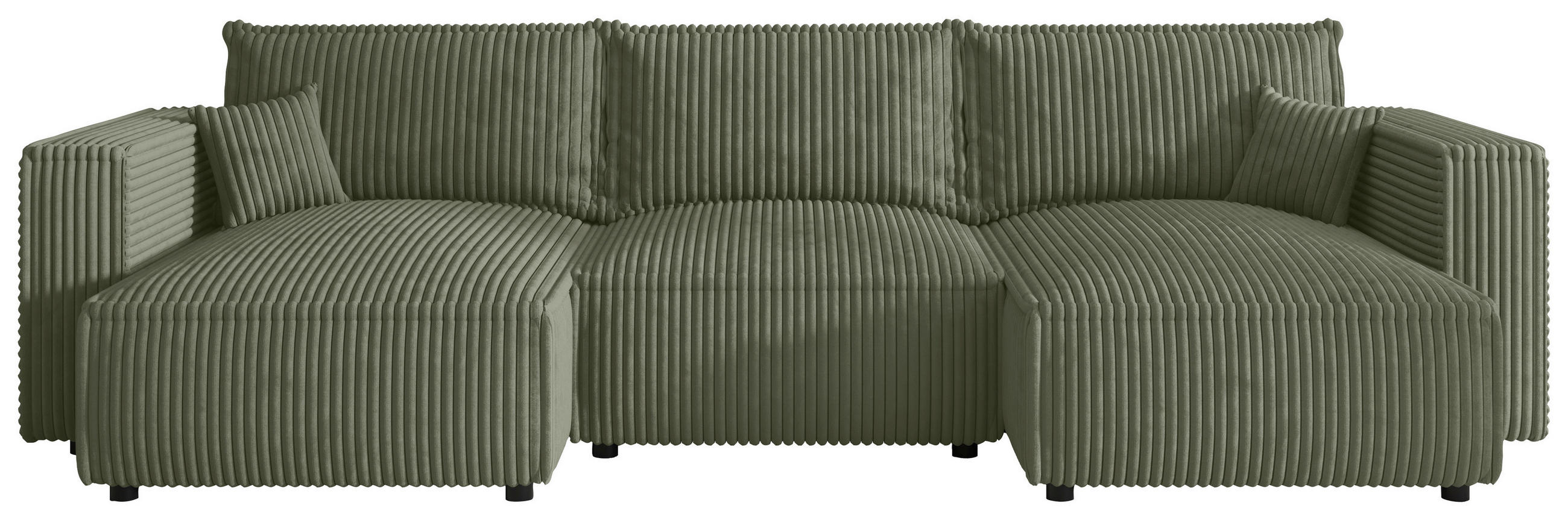 WOHNLANDSCHAFT Olivgrün Cord  - Schwarz/Olivgrün, MODERN, Kunststoff/Textil (153/350/153cm) - Xora