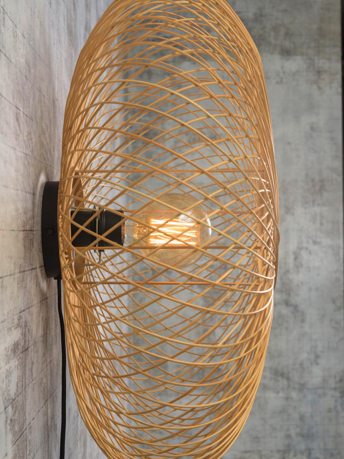 WANDLEUCHTE - Hellbraun, Natur, Naturmaterialien (63/38cm) - Good & Mojo