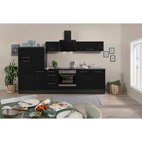 KÜCHENBLOCK 300 cm   in Eichefarben, Schwarz  - Edelstahlfarben/Eichefarben, Basics, Holzwerkstoff/Metall (300cm) - Respekta