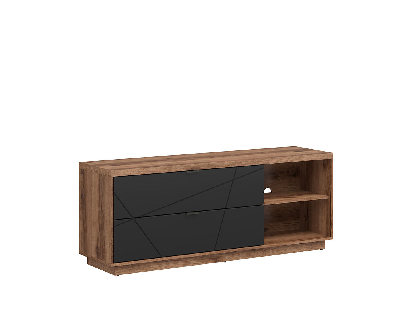 COMODĂ TV 156/61/42,5 cm  - culoare lemn stejar/negru, Basics, plastic/metal (156/61/42,5cm) - Hom`in