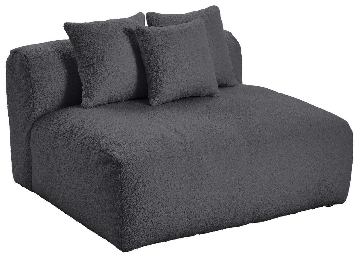 SOFAELEMENT BLOOM Flachgewebe, Teddystoff Dunkelgrau  - Dunkelgrau, Trend, Textil (120/70/122cm) - Livetastic