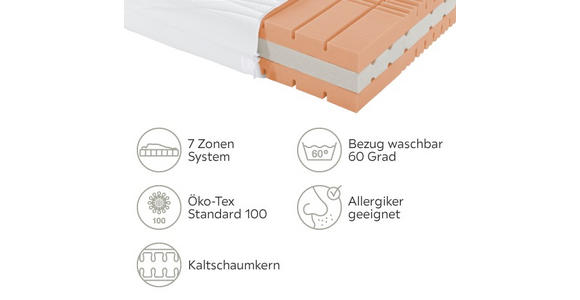KALTSCHAUMMATRATZE 100/200 cm  - Weiß, Basics, Textil (100/200cm) - Novel