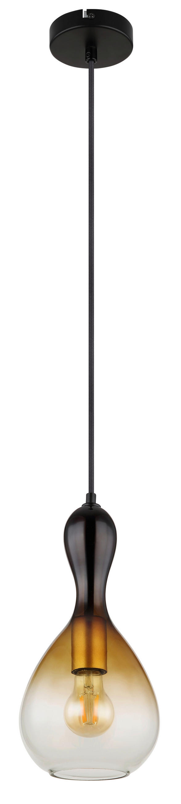 HÄNGELEUCHTE 16,5/120 cm - Klar/Goldfarben, Design, Glas/Textil (16,5/120cm) - Globo