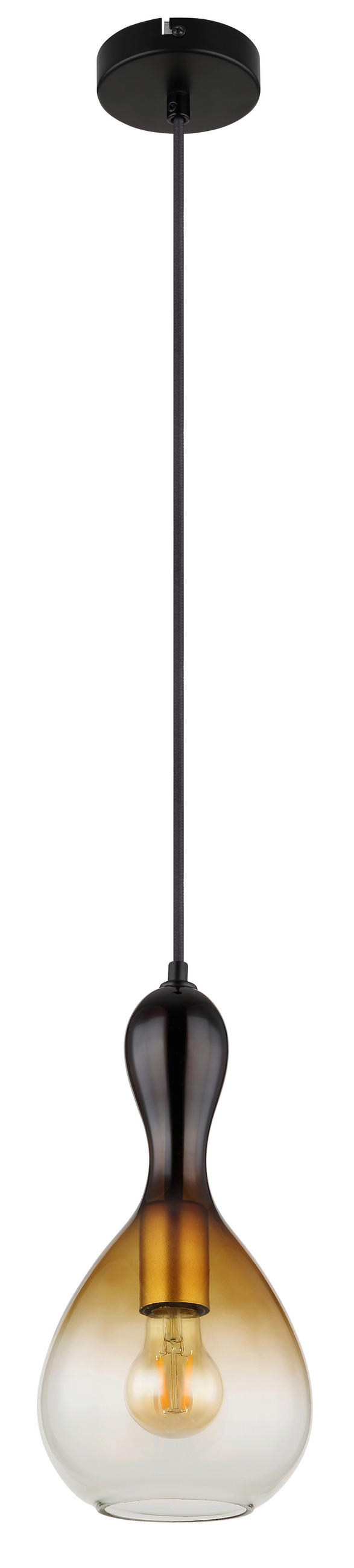 HÄNGELEUCHTE 16,5/120 cm    - Klar/Goldfarben, Design, Glas/Textil (16,5/120cm) - Globo