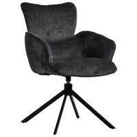ARMLEHNSTUHL Eisen Webstoff  - Dunkelgrau/Schwarz, Design, Textil/Metall (58/89/64cm) - Novel