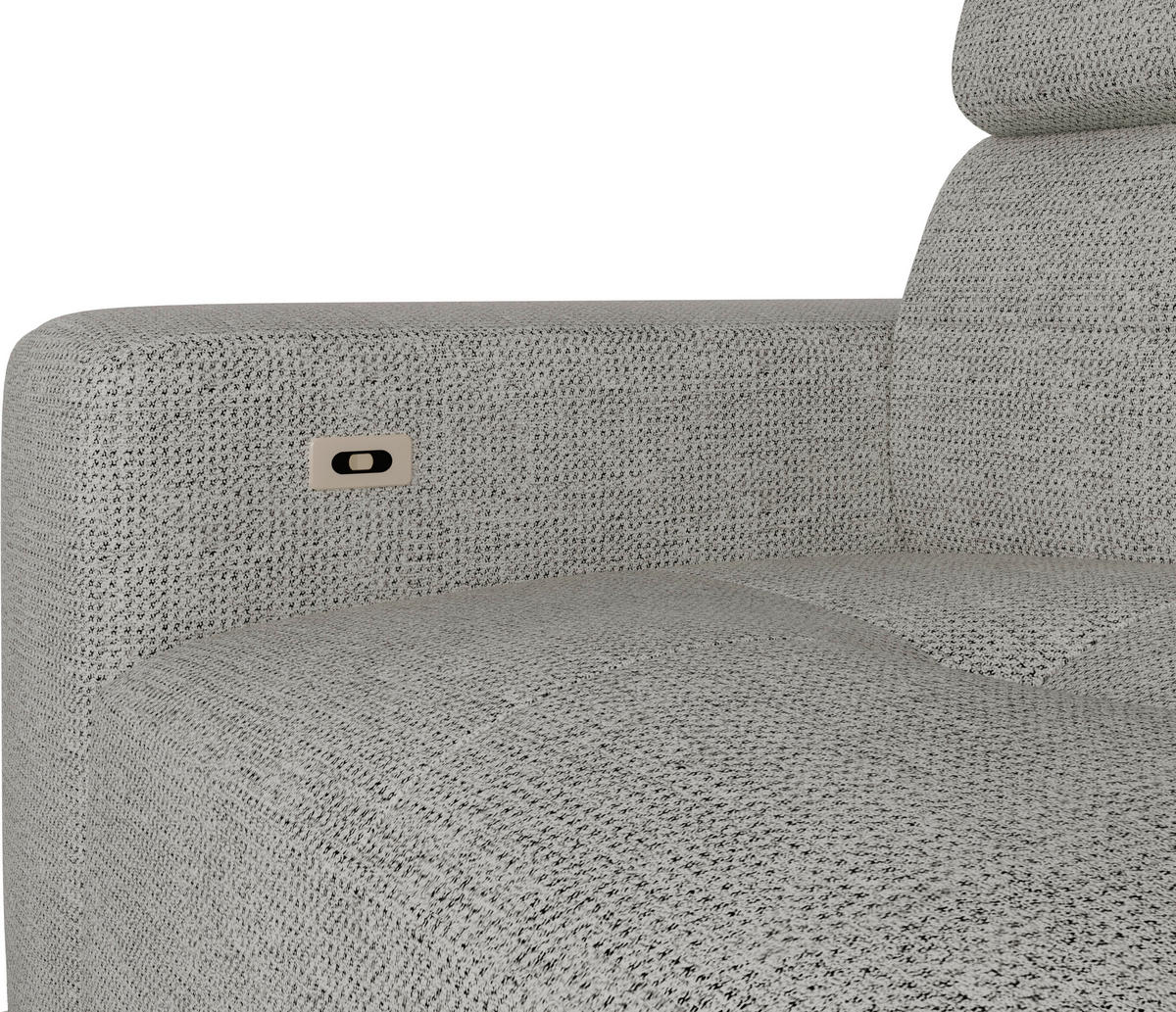 ECKSOFA Greige Chenille  - Greige/Schwarz, KONVENTIONELL, Textil/Metall (264/178cm) - Hom`in
