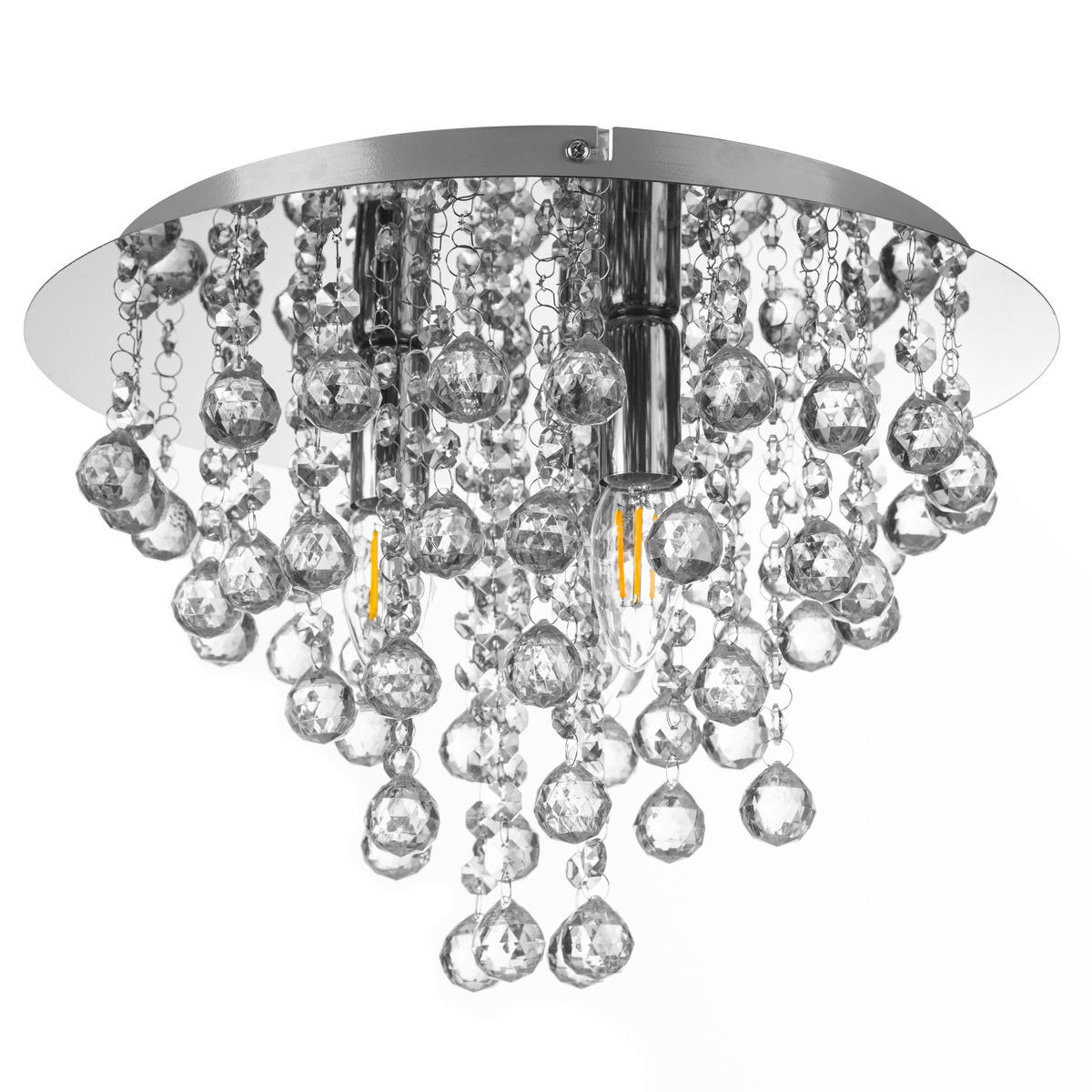DECKENLEUCHTE London 38/26 cm   - Klar/Chromfarben, Basics, Kunststoff/Metall (38/26cm) - Globo