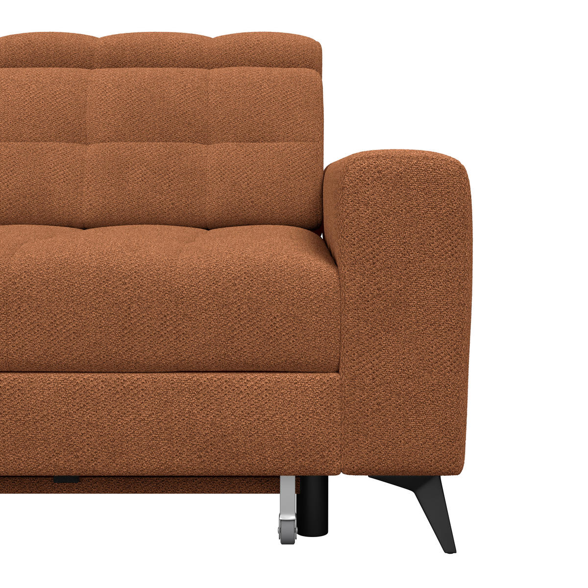 ECKSOFA BARLETTA NEW Terracotta Velours Bettkasten, Kopfteilverstellung, Sitztiefenverstellung, Liegefläche im Originalstoff  - Terracotta/Schwarz, ROMANTIK / LANDHAUS, Textil/Metall (228/289cm) - MID.YOU