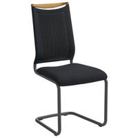 SCHWINGSTUHL  in Stahl Flachgewebe, Netz, Struktur  - Eichefarben/Anthrazit, Design, Holz/Textil (47/99,0/59cm) - Venjakob
