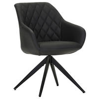 ARMLEHNSTUHL  Typenauswahl, Sitzfläche 360° drehbar, automatische Rückholfunktion  Echtleder  - Schwarz, Design, Leder/Metall (60/83/65cm) - Landscape