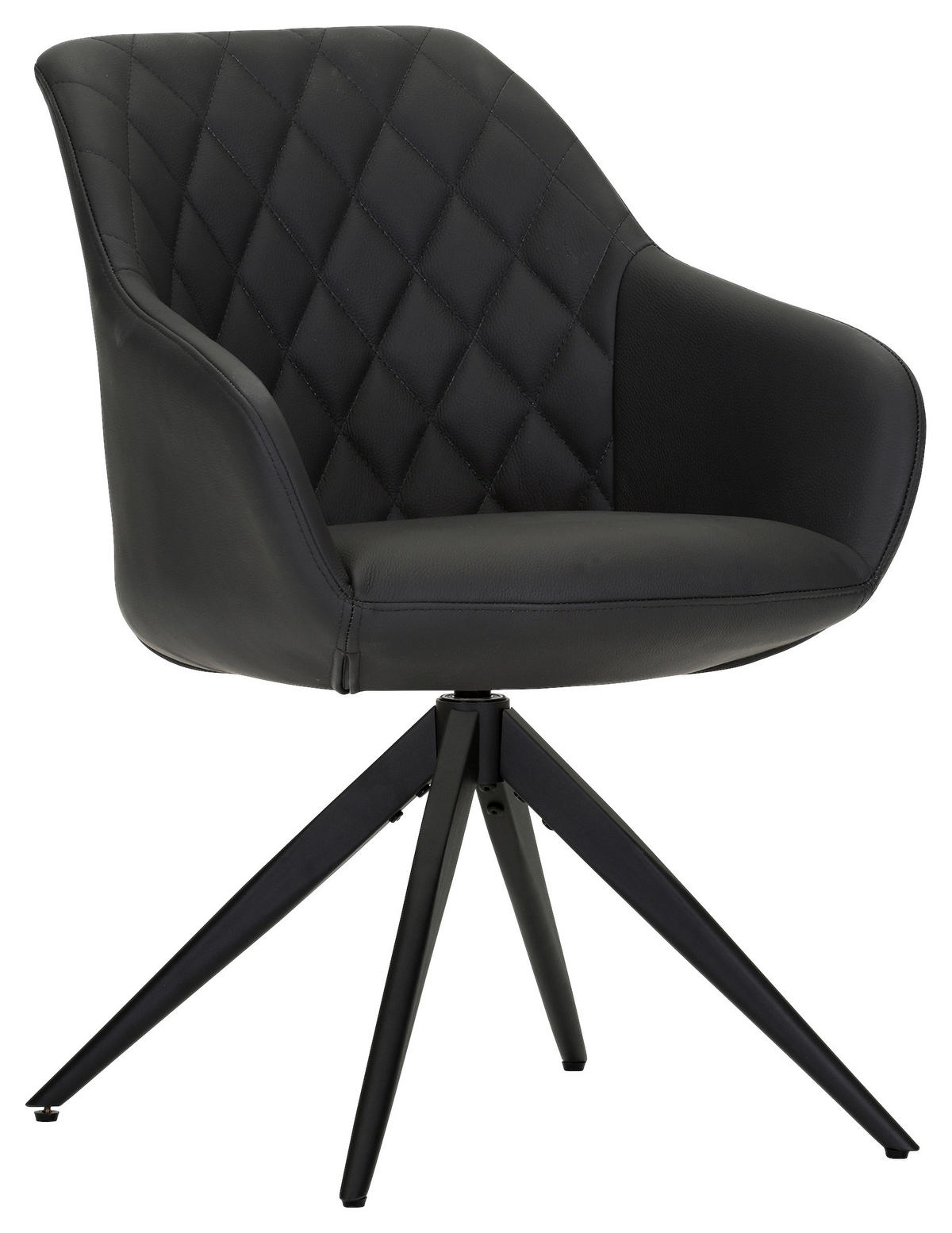 ARMLEHNSTUHL  Typenauswahl, Sitzfläche 360° drehbar, automatische Rückholfunktion  Echtleder  - Schwarz, Design, Leder/Metall (60/83/65cm) - Landscape