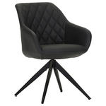 ARMLEHNSTUHL  Typenauswahl, Sitzfläche 360° drehbar, automatische Rückholfunktion  Echtleder  - Schwarz, Design, Leder/Metall (60/83/65cm) - Landscape