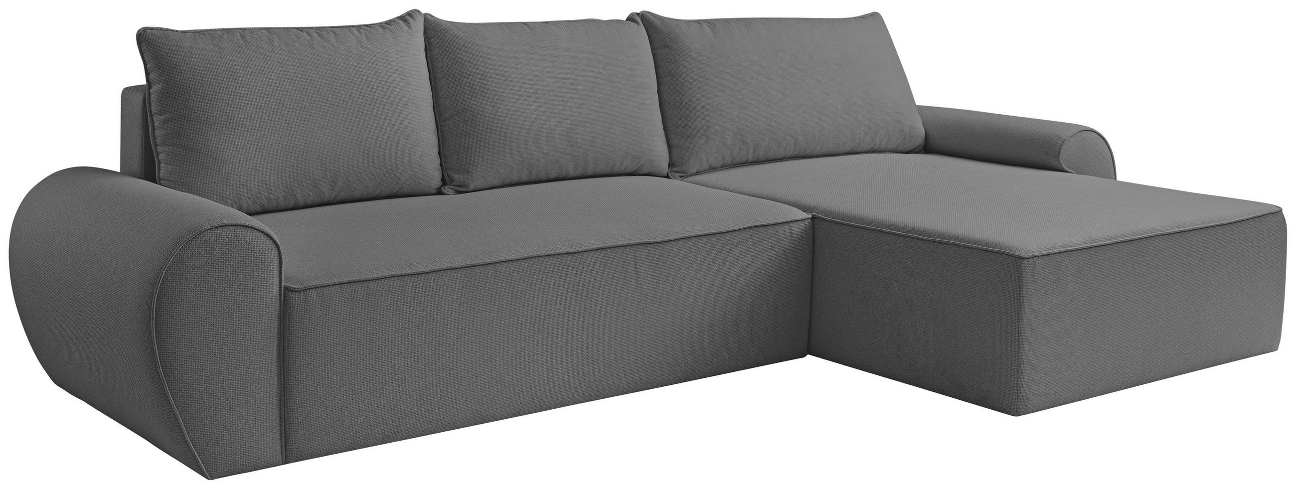 ECKSOFA Grau Flachgewebe  - Schwarz/Grau, KONVENTIONELL, Kunststoff/Textil (292/173cm) - Carryhome