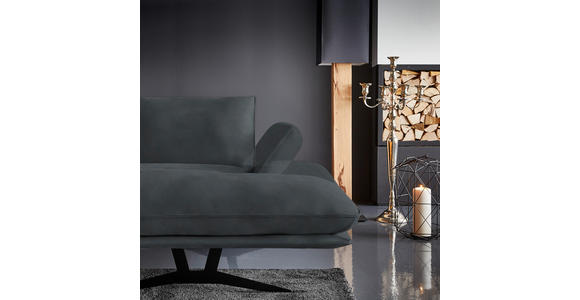 WOHNLANDSCHAFT in Echtleder Grau - Schwarz/Grau, Natur, Leder/Metall (217/359/155cm) - Dieter Knoll