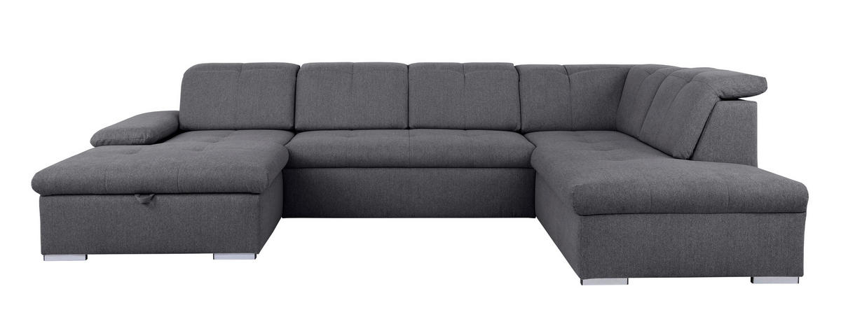 WOHNLANDSCHAFT Dunkelgrau  - Dunkelgrau/Grau, Design, Textil/Metall (173/328/215cm) - MID.YOU