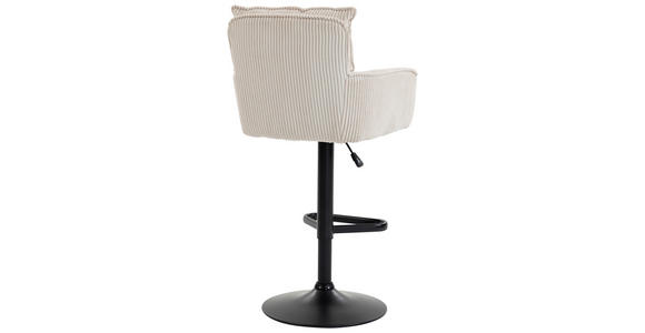 BARHOCKER Cord Beige Eisen Stoffauswahl, Sitzfläche 360° drehbar, inklusive Armlehnen  - Beige/Schwarz, Design, Textil/Metall (54/101-122/58cm) - Novel