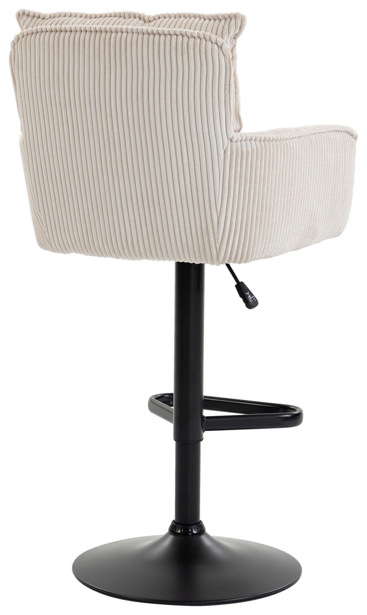 BARHOCKER Cord Beige Eisen Stoffauswahl, Sitzfläche 360° drehbar, inklusive Armlehnen  - Beige/Schwarz, Design, Textil/Metall (54/101-122/58cm) - Novel