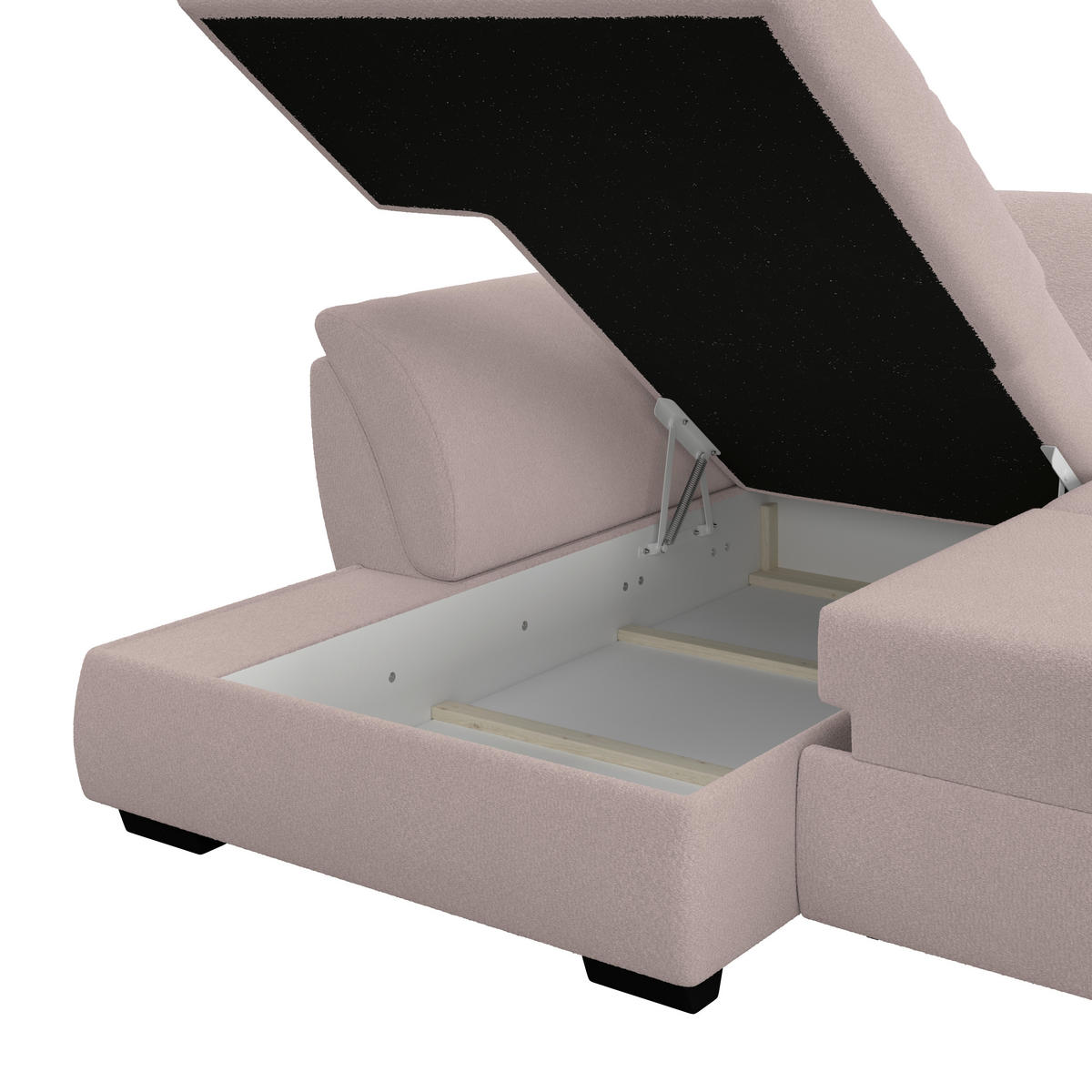 ECKSOFA Greige  - Greige/Schwarz, Konventionell, Kunststoff/Textil (187/278cm) - MID.YOU