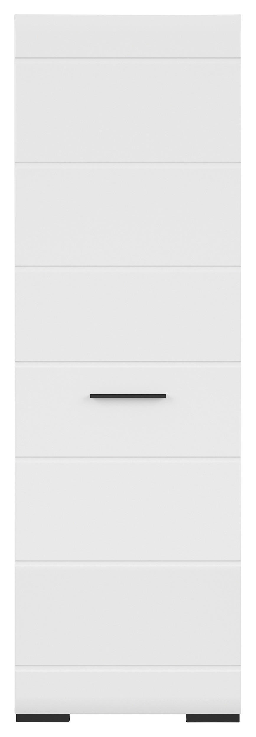 HIGHBOARD Weiß, Weiß Hochglanz Einlegeböden, Kleiderstange  - Weiß Hochglanz/Schwarz, Design, Holzwerkstoff/Kunststoff (64/199/37cm)