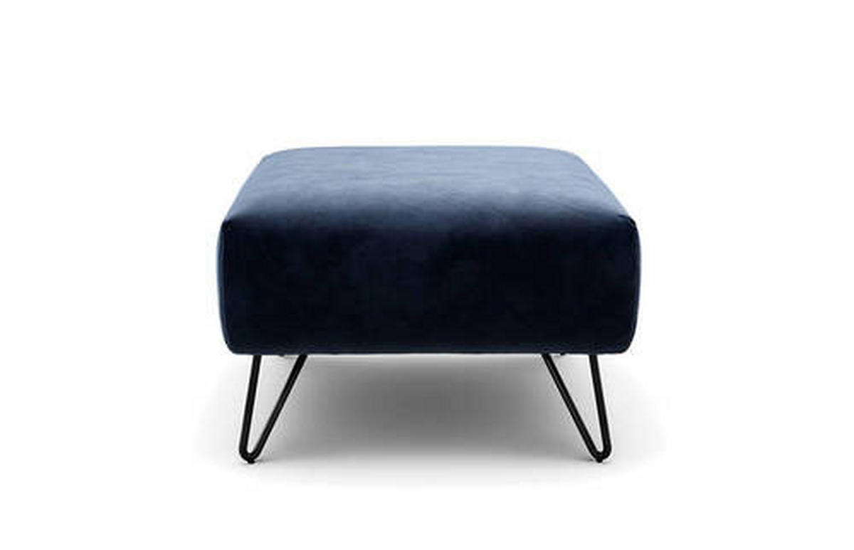 HOCKER in Textil Dunkelblau  - Schwarz/Dunkelblau, Design, Textil/Metall (90/70/46cm) - SENSOO