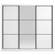 SCHIEBETÜRENSCHRANK 242/215,5/60 cm 3-türig Weiß  - Schwarz/Weiß, Basics, Glas/Holzwerkstoff (242/215,5/60cm) - Xora