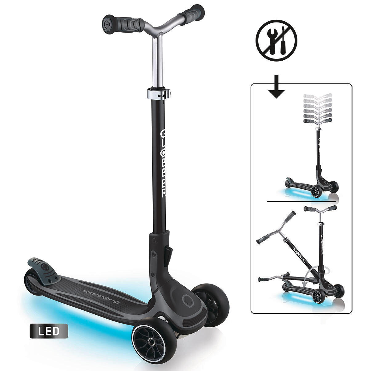 SCOOTER ULTIMUM LIGHTS  - Grau, Basics, Kunststoff/Metall (63/39,5/101cm) - GLOBBER