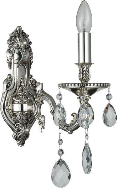 KRISTALL-WANDLEUCHTE  - Silberfarben, KONVENTIONELL, Metall (27/42cm) - Glandor