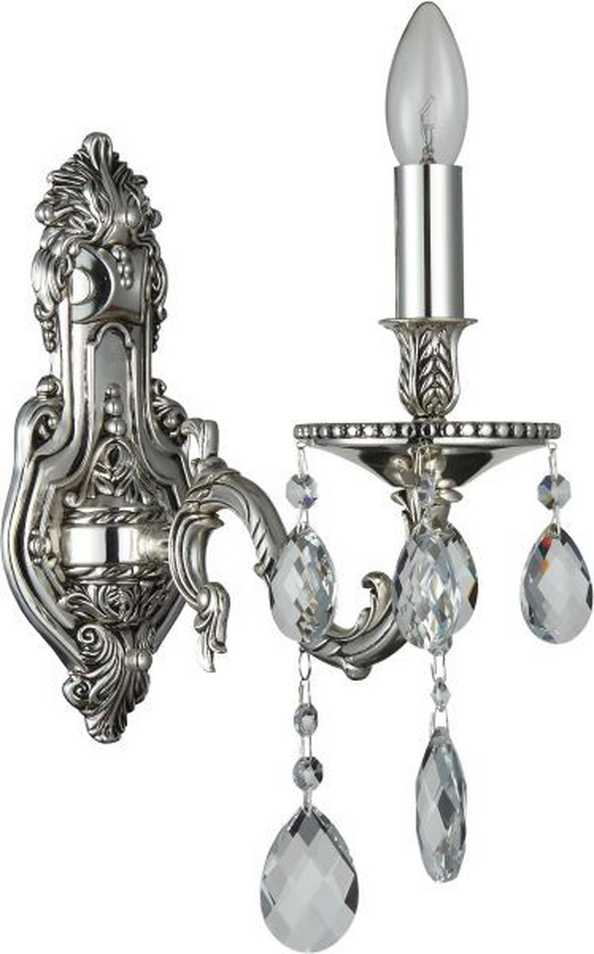 KRISTALL-WANDLEUCHTE 27/42 cm   - Silberfarben, KONVENTIONELL, Metall (27/42cm) - Glandor